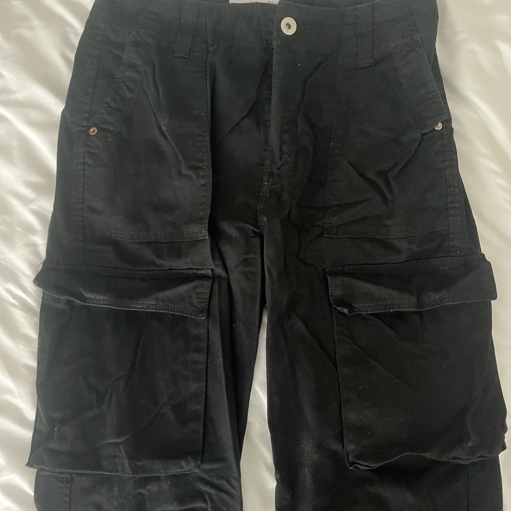 Bershka Black Cargo Pants medium rise cargo straight pants